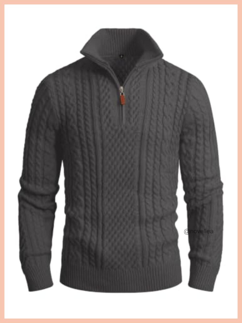 Zaitun Men's Irish Fisherman Cable Knit Sweater Quarter Zip Pullover